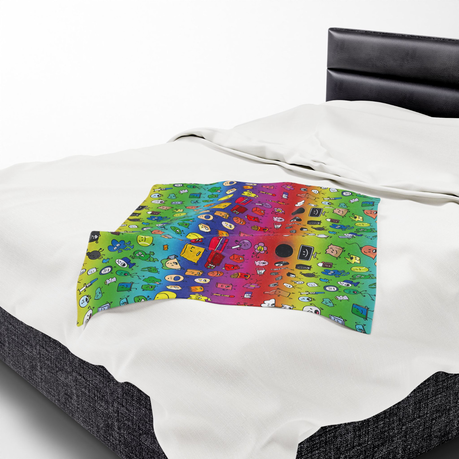 BFDI Plush Blanket | Battle for Dream Island Bedding | Rainbow Anime Throw