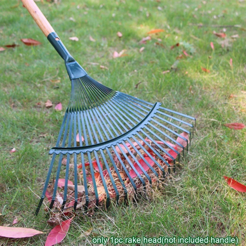 22 Teeth Heavy Duty Steel Metal Rake for Head High Carbon Steel Lawn Leaves