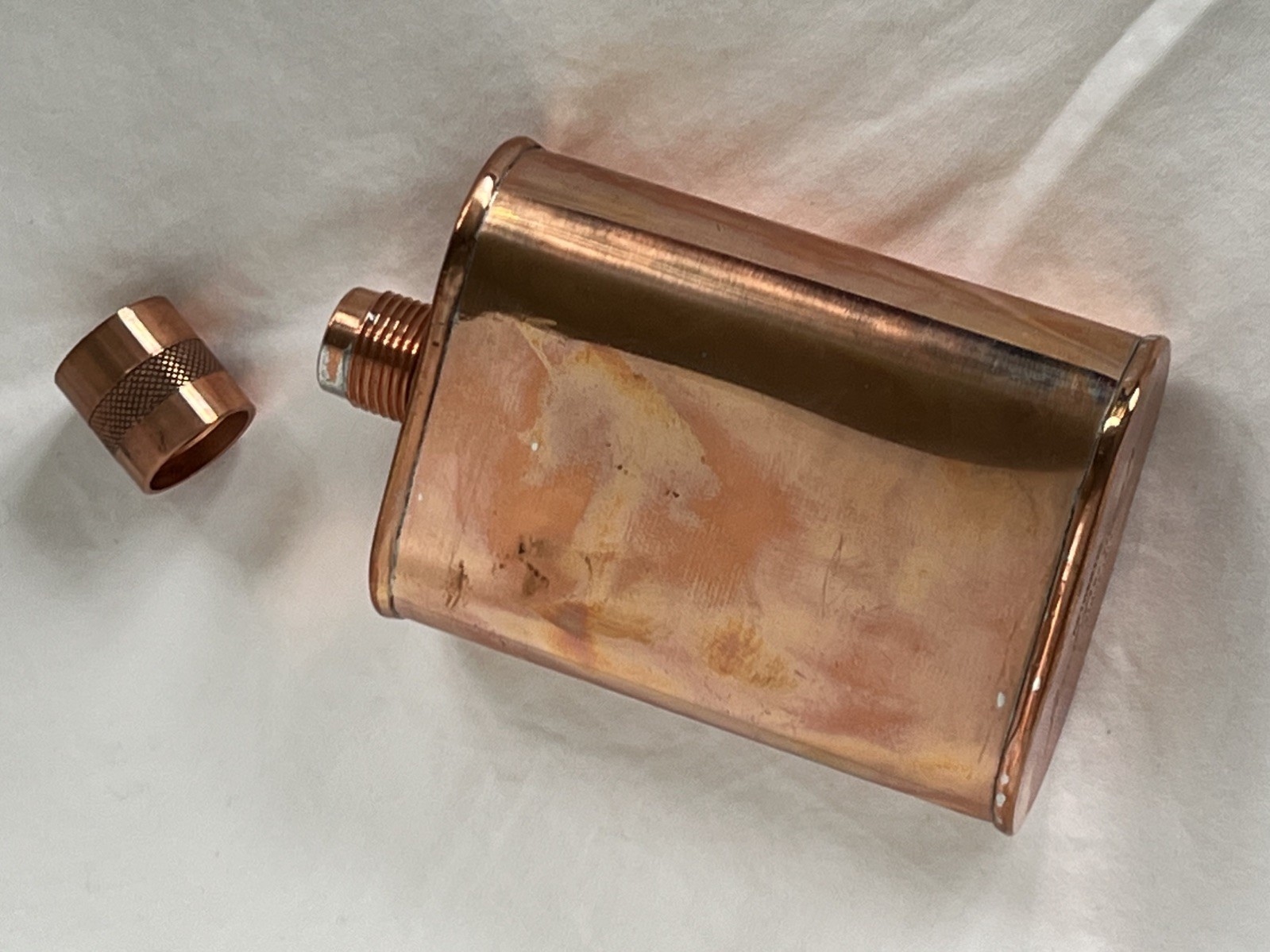 JACOB BROMWELL COPPER FLASK VERMONTER 9oz 5″ TIN-lined Natural Patina