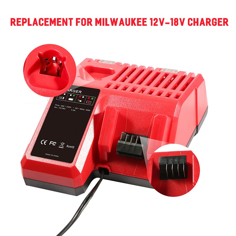 For Milwaukee For M18 Battery For M12 12V Battery Charger-(Not include battery)