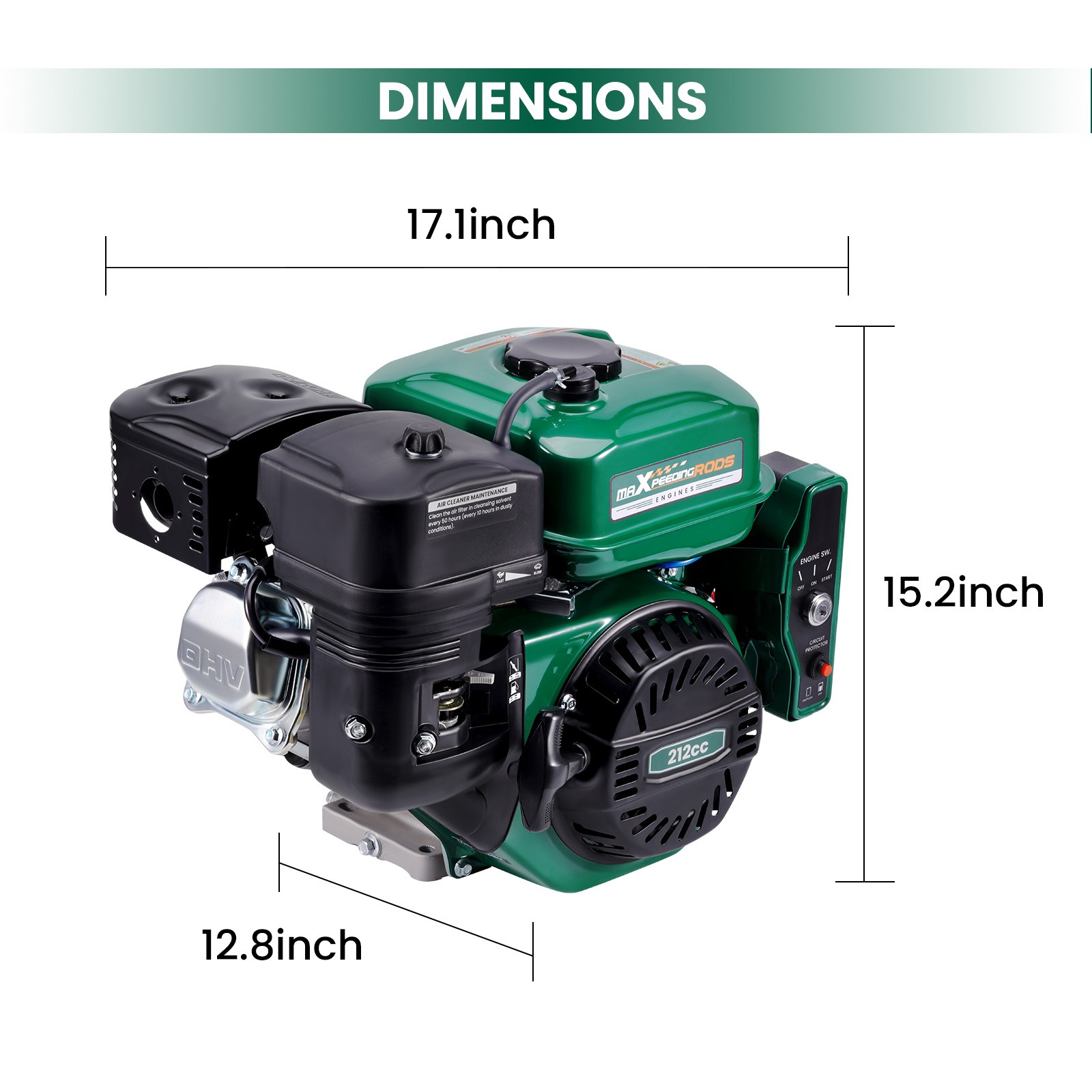 7HP 212cc Electric Start Horizontal Engine Motor Gas OHV 4-Stroke Go-Kart