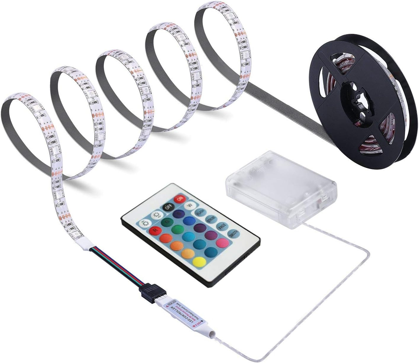 Battery Powered LED Strip Lights 24Keys Remote Controlled DIY Indoor & Outdoor