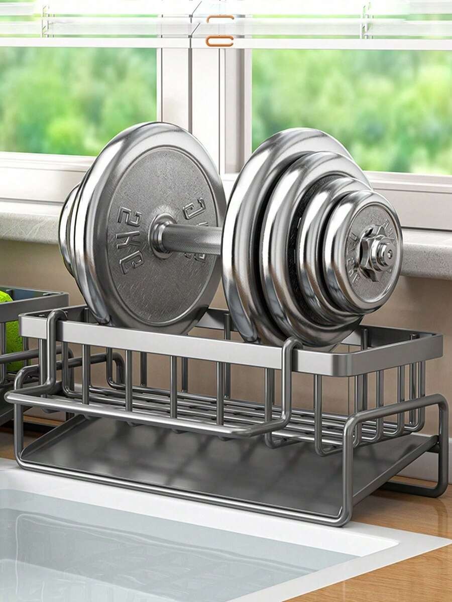 Kitchen Sink Caddy Organiser with Self Draining Tray, Sponge Holder Brush Holder