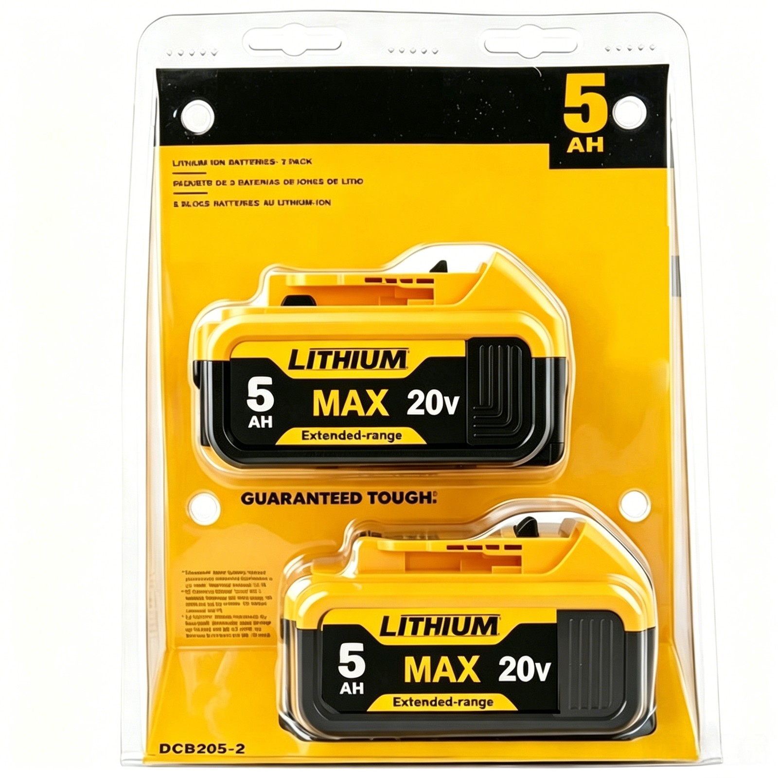 2 Pack For DEWALT DCB205-2 20V MAX Premium Lithium-Ion 5.0Ah Battery