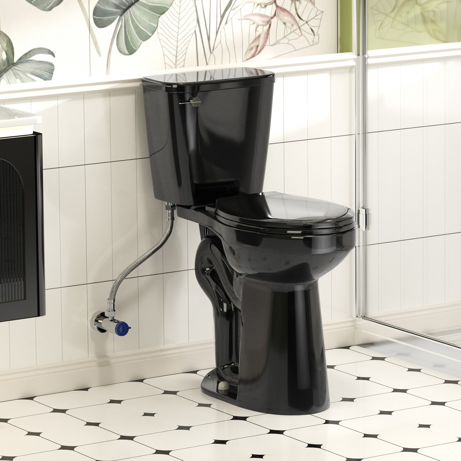21″ Tall Two Piece Toilets for Seniors Elongated Bowl Soft-Close Seat 1.28 GPF
