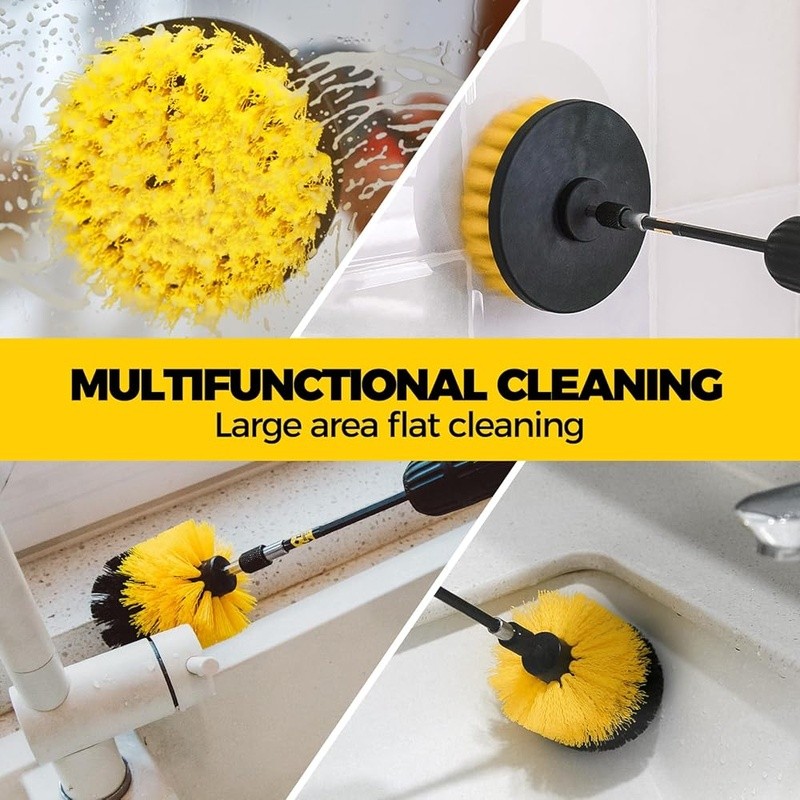 5 Brushes Cleaning Kit Bathtub Tile Grout Upholstery Floor Drill Attachment New