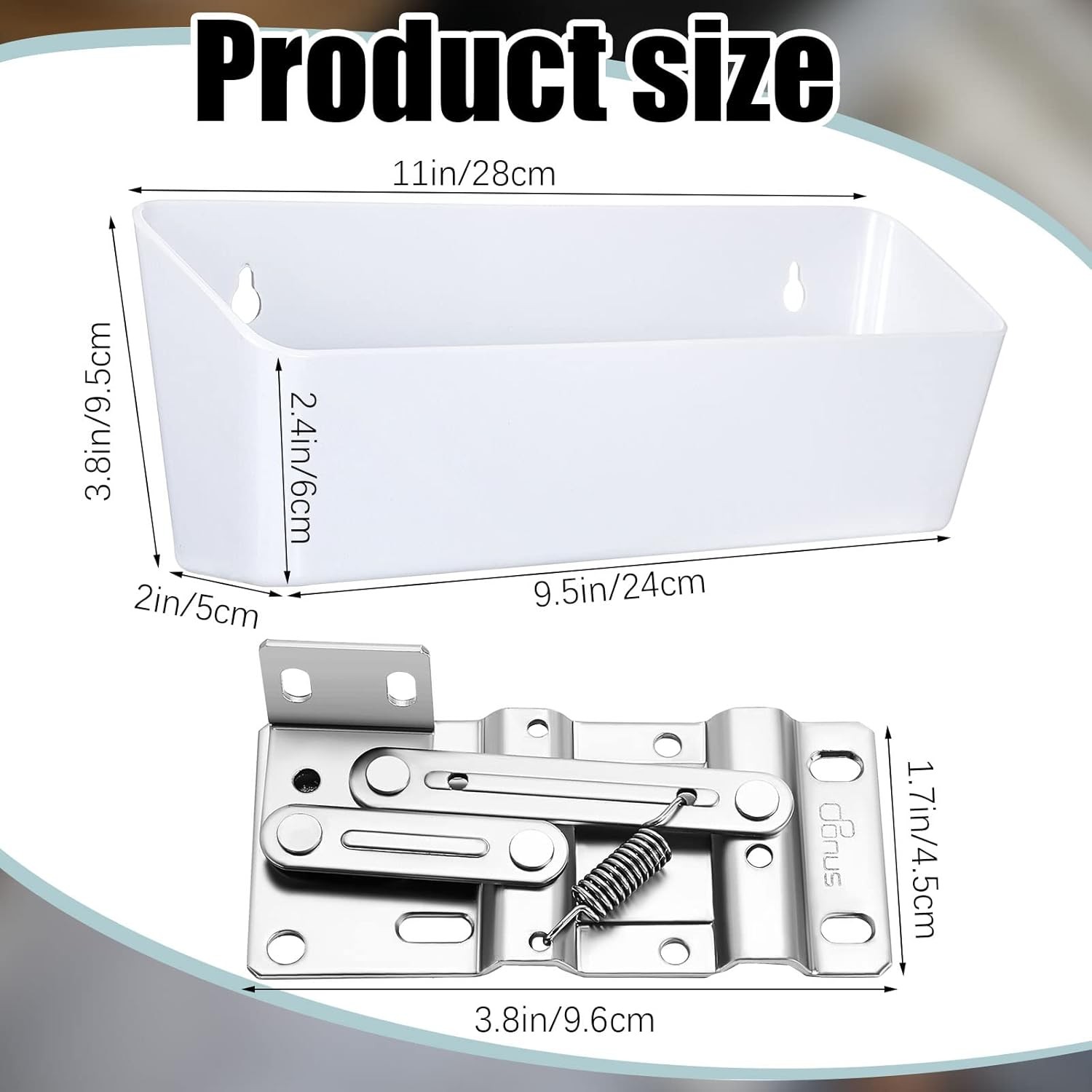 2 Pack Tip Out Tray for Sink with 2 Pairs of Hinges Front Sink Drawer Tip Out