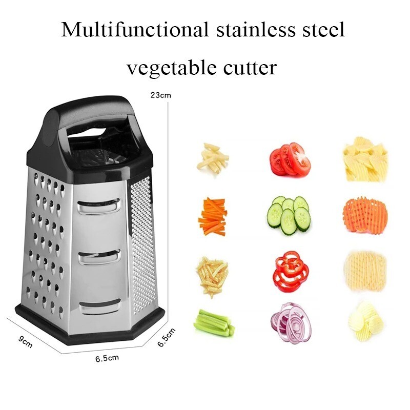 Stainless Steel Box Grater – 6 Sided, Multi-purpose Cheese and Veggie Cutter