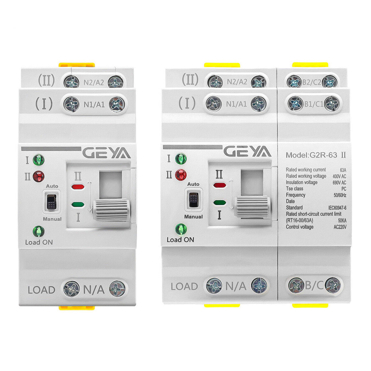 GEYA Mini Dual Power Automatic Transfer Switch 25-63A Grid to Generator 110/220V