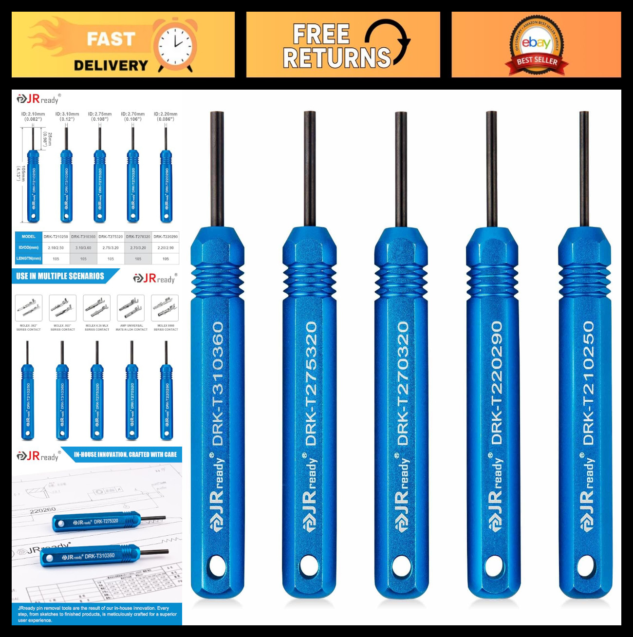 Extractor Tool Kit for JST/AMP .062″ & .093” Pin Connectors – 5PCS Removal Tools