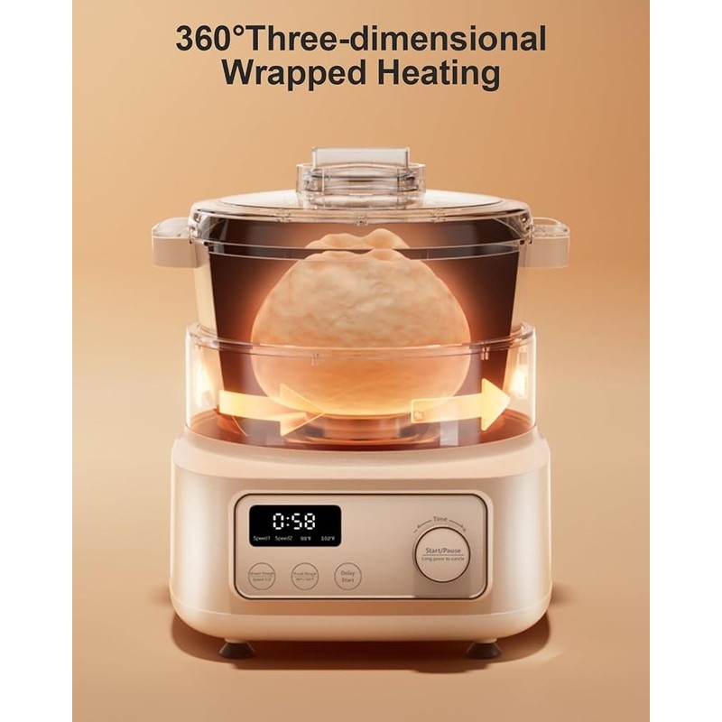 Smart Dough Maker Machine W/ 6QT Capacity 2 Kneading Modes 24H Timer Easy Clean