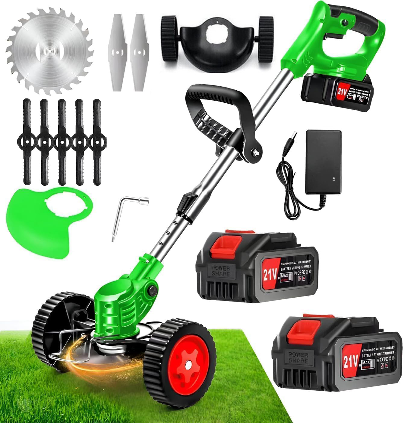 24V Cordless Weed Eater Electric Brush Cutter Lawn Edger Grass String Trimmer