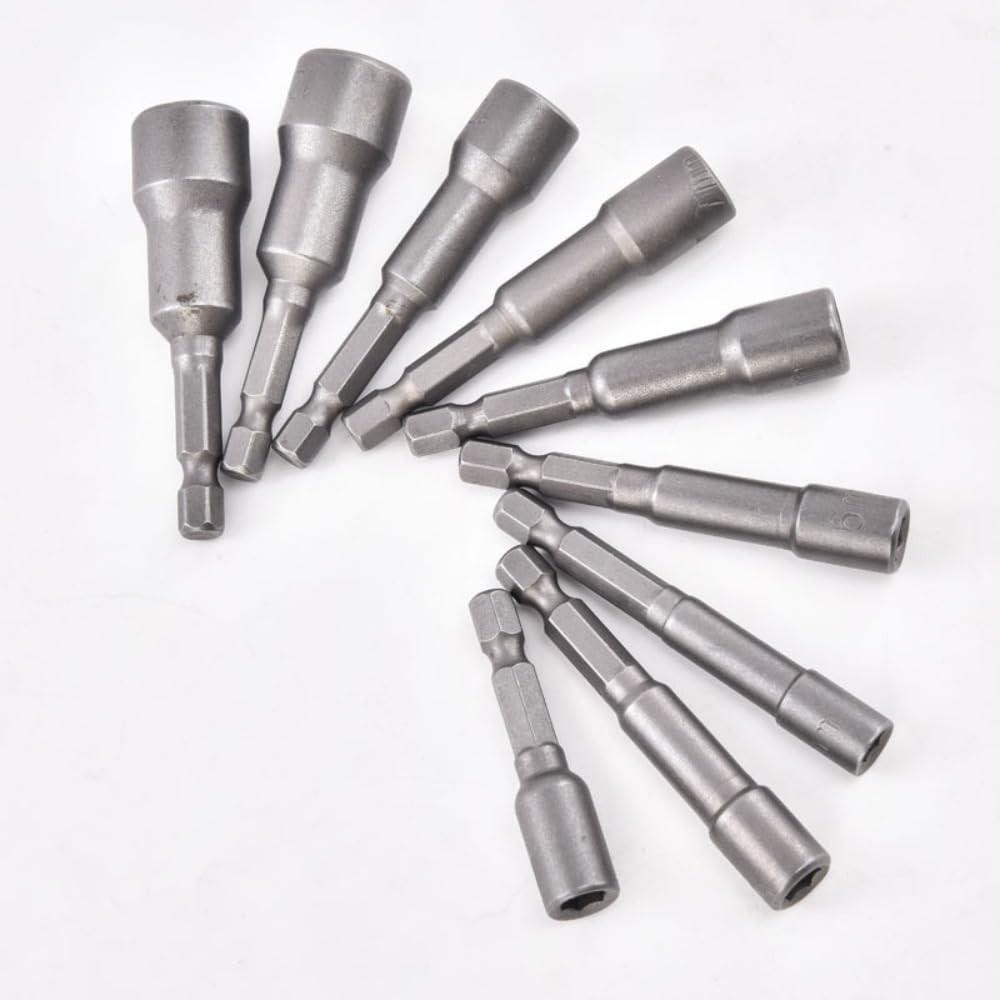 10 Pcs 1/4″ Hex Shank Magnetic Power Nut Driver Bit Sets, 1/4 Inch Quick Change