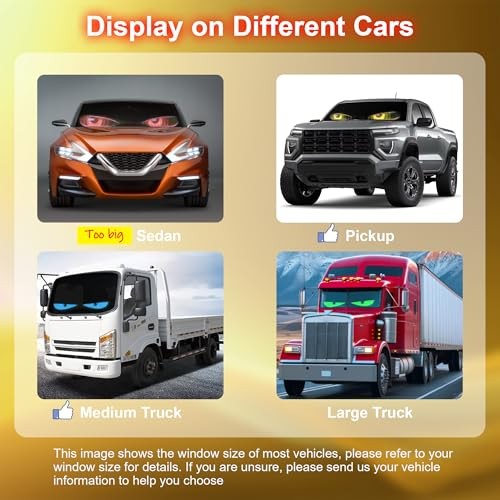 52×7.48Inch Devil Eyes for Windshield, LED Eyes Lights for 52in*7.48in-1pcs