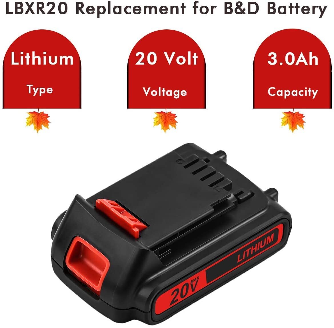 2Pack 20V Lithium-ion 1.5Ah Battery/Charger for BLACK DECKER 20 Volt LBXR20 LB20