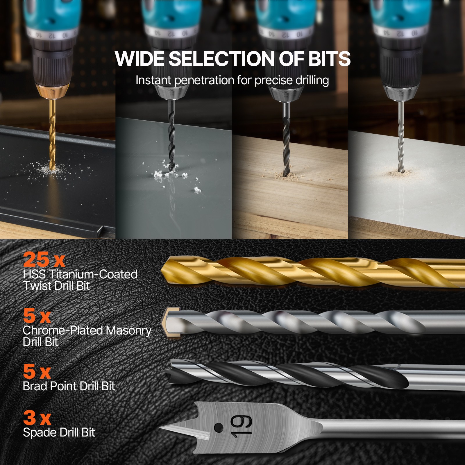 Drill Bit Set 318PCS Screwdriver Bit Set with Carrying Case Multi-purpose