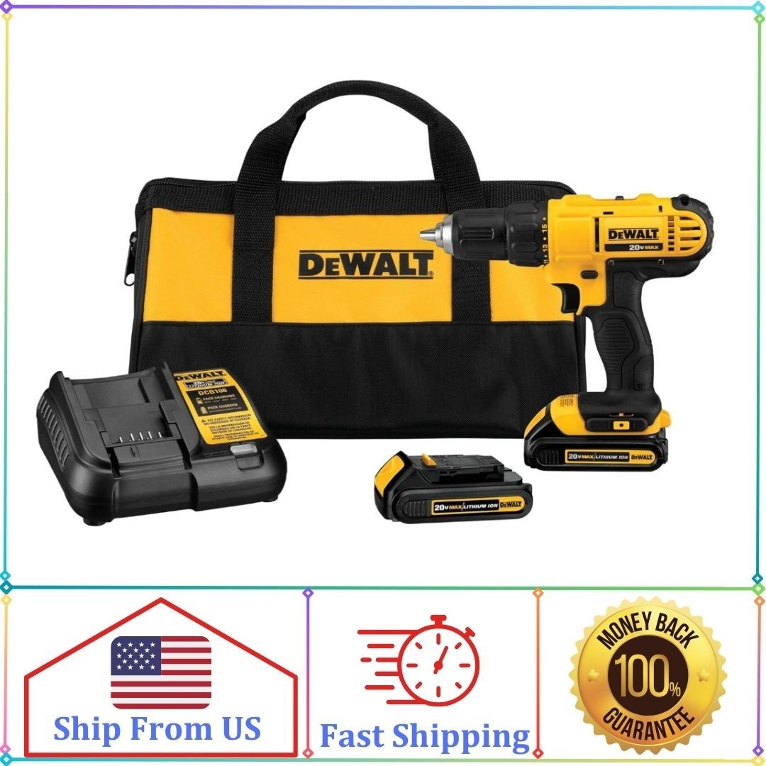 DEWALT DCD771C2 20V Max Cordless Drill Driver Kit 2 Batteries Charger Included