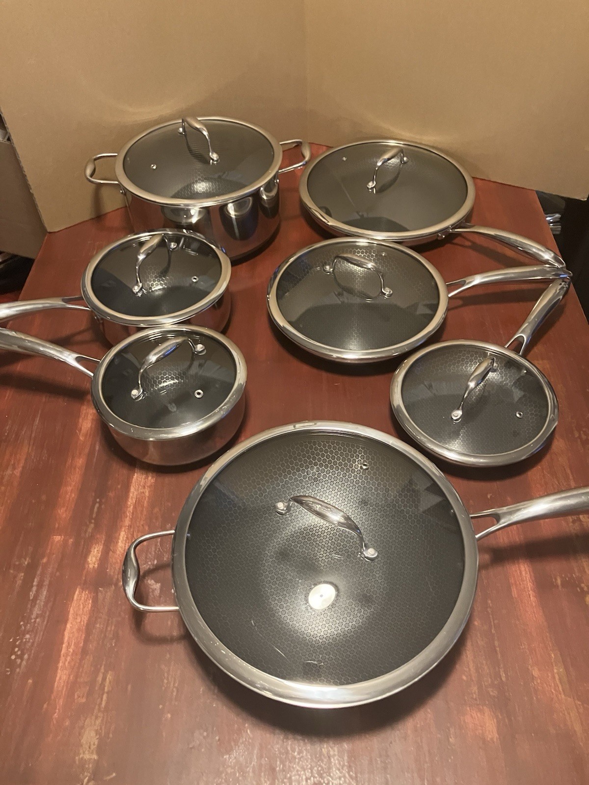 HexClad Hybrid Nonstick Cookware 13pc Complete Pots & Pans Set w/Lids