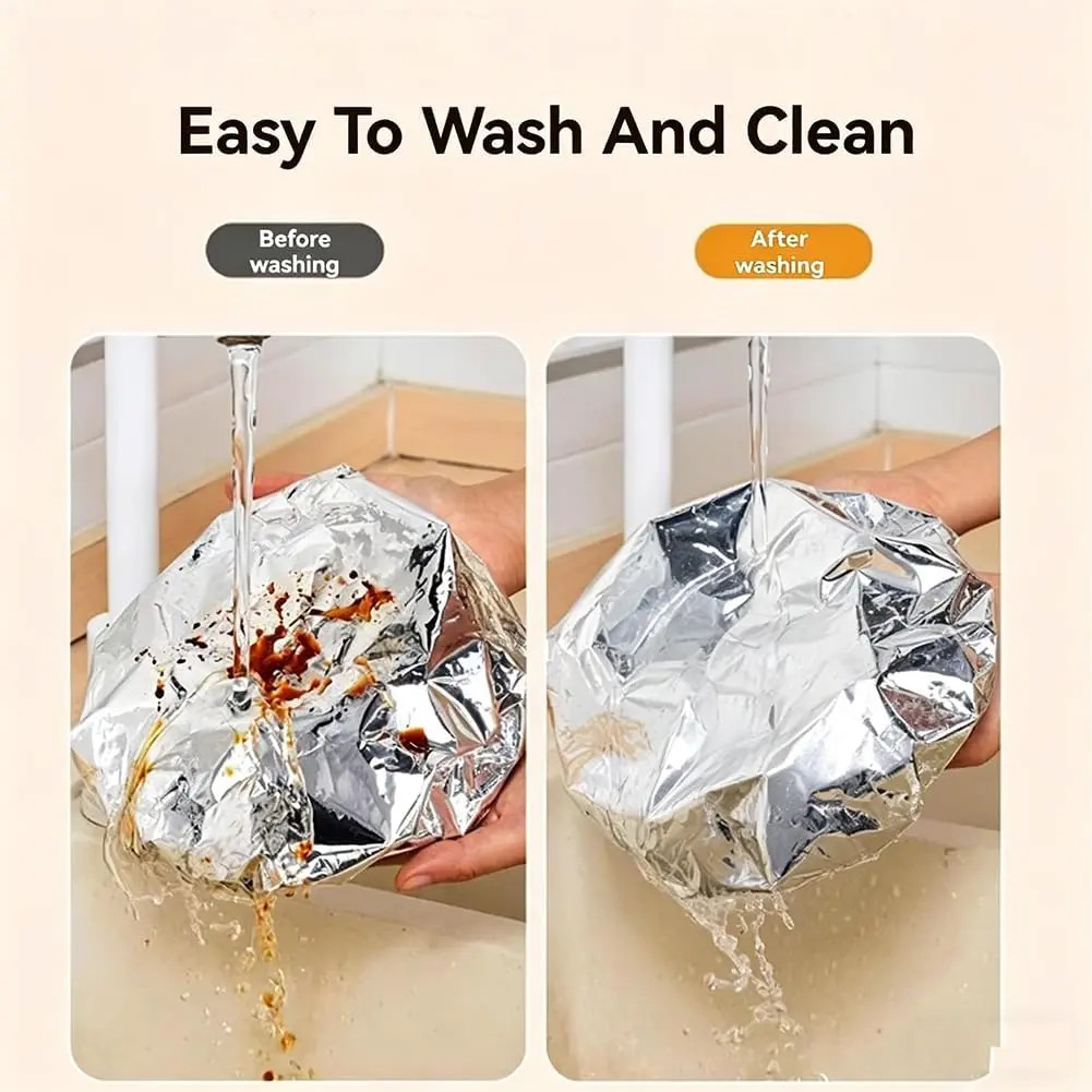 100pcs Repeatable Aluminum Foil Film Insulation Cover, Aluminum Foil Food Covers
