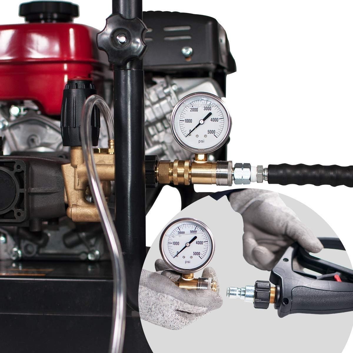 YAMATIC Pressure Gauge Kit for Pressure Washer 3/8 Inch Quick Connect 5000 PSI