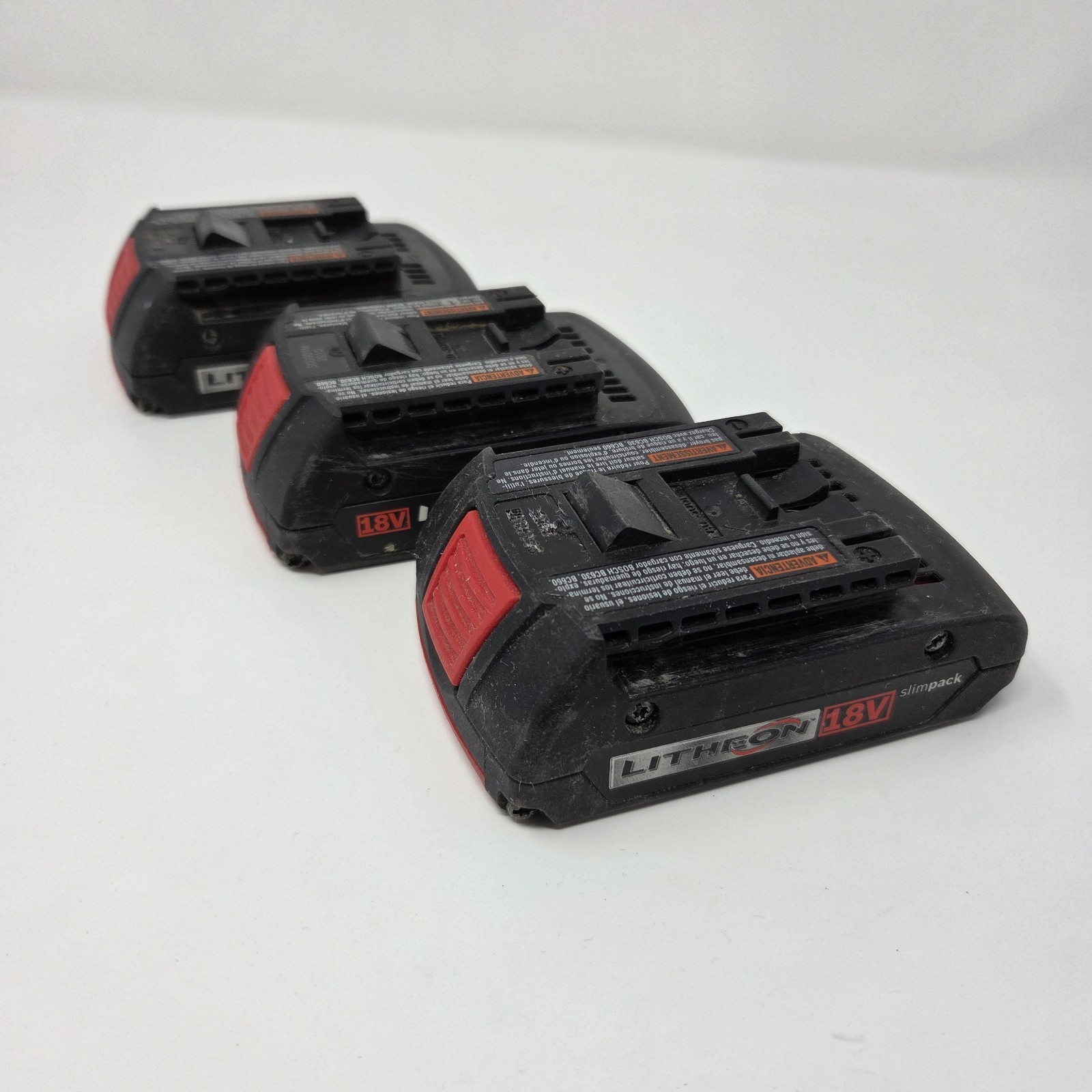 3x Bosch Litheon Slim Pack 18V 1.3Ah Battery Model Bat609 Batteries Only