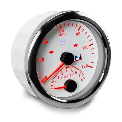 3.34inch 85MM Speedometer 0-120MPH + 8000 RPM Tachometer DC12V for Car White