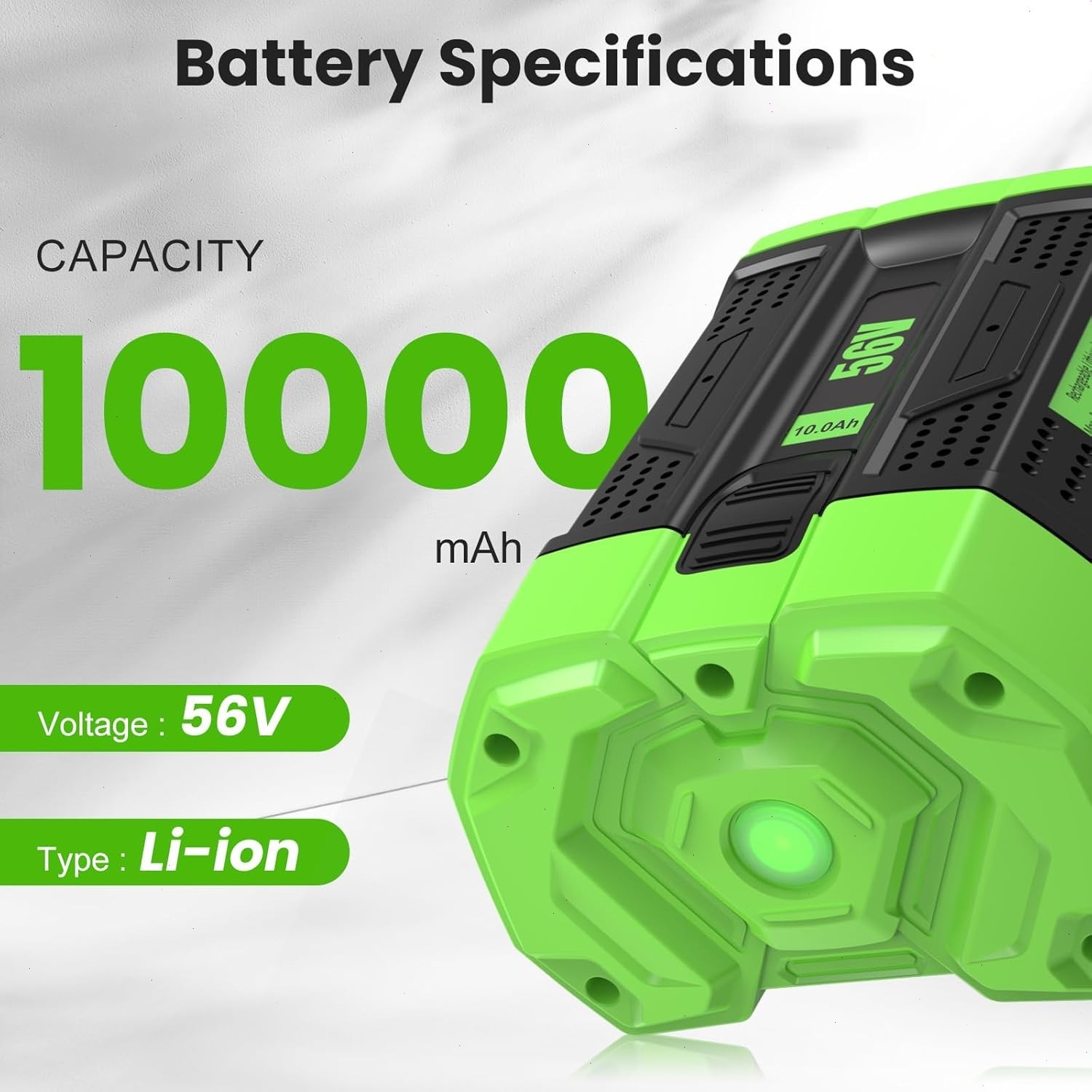 56V 10.0Ah For Genuine EGO BA5600T Power + 56V 12Ah Lithium Battery Replace