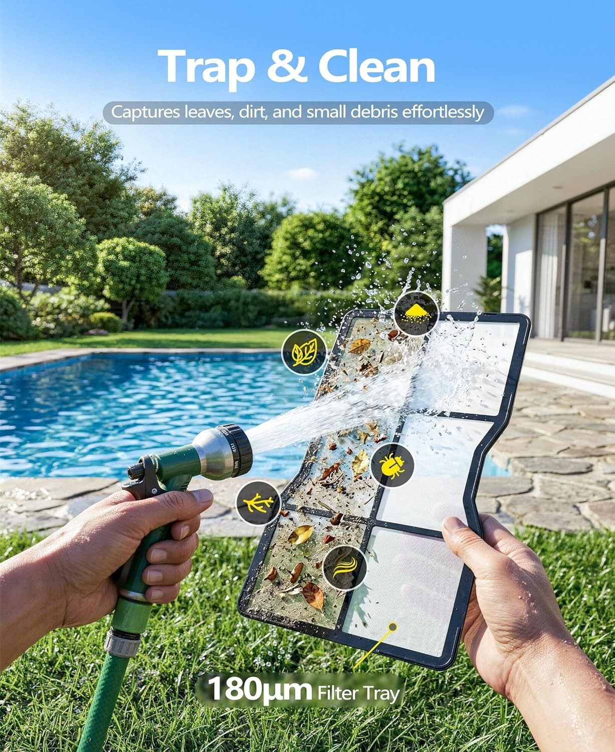 Cordless Pool Cleaner Robot – Auto Debris Removal, 120Min Runtime, Blue