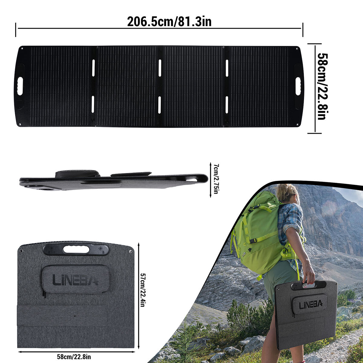 200W Solar Panel Blanket Portable Solar Suitcase Foldable for Power Station RV