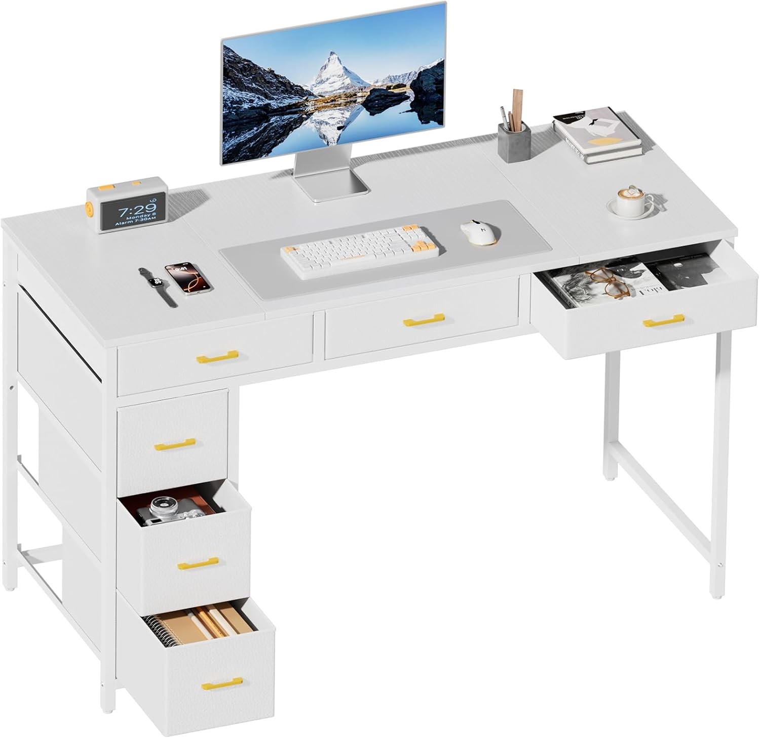 Computer Desk with 6 Drawers, Home Office Desk,Work Study Table for Bedroom