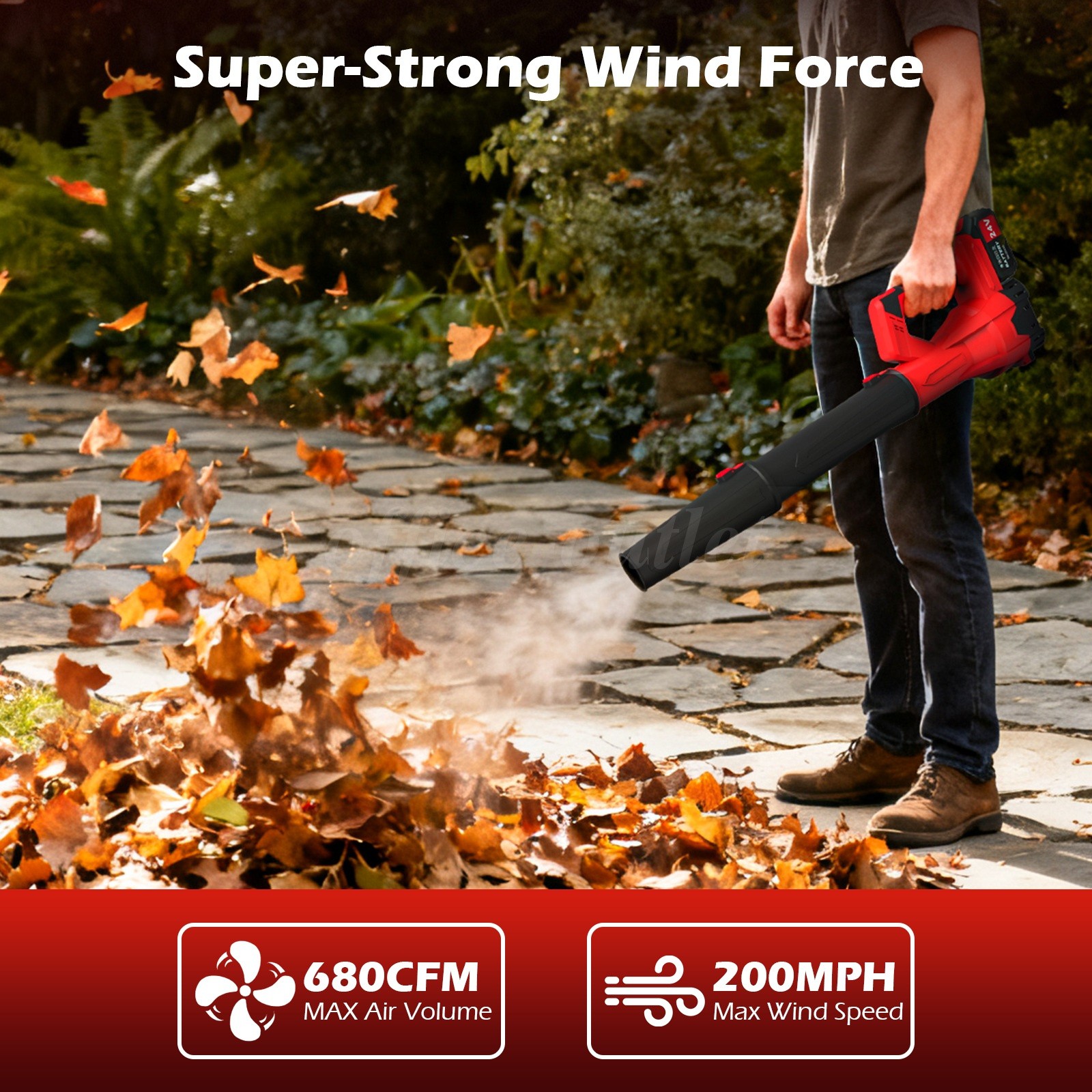 21V High Power Cordless Leaf Blower 6 Speeds Dual 6.0Ah Batteries For Yard Clean