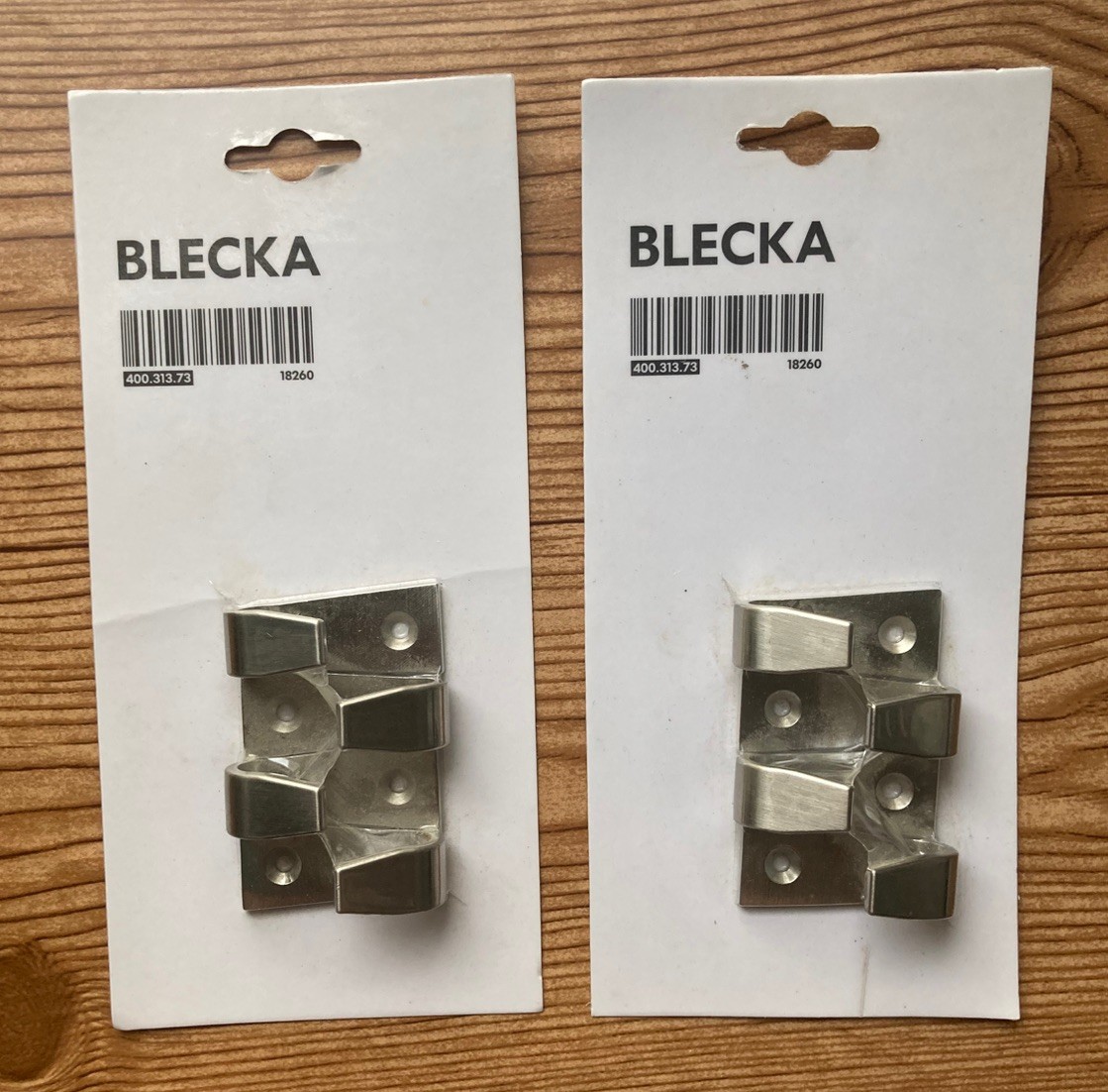 Lot Of 2 Packs IKEA Blecka Hooks Nickel Plated 2 Inch Total Of 8 Hooks Brutalist