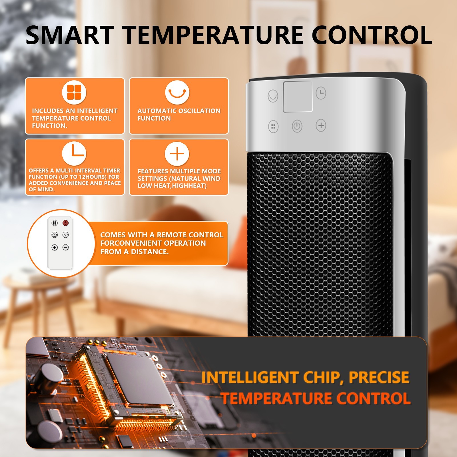 1500W Portable Electric Space Heater Garage Hot Air Fan for Indoor Large Room