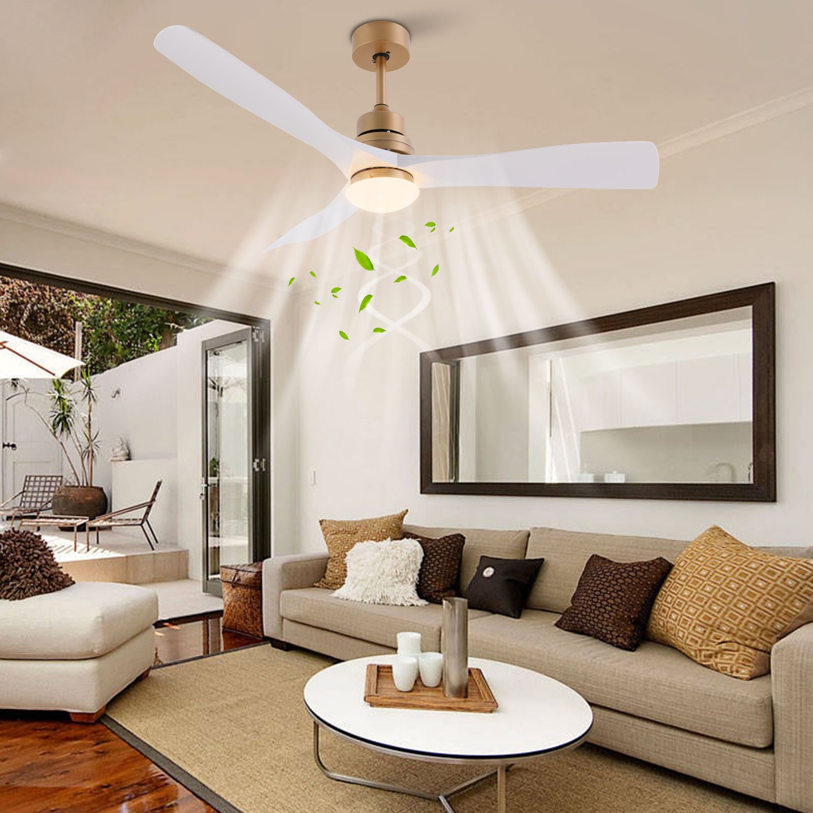 Modern Ceiling Fan Light Quiet 30dB 6 Speed 1/2/4/8H Timer LED with Remote