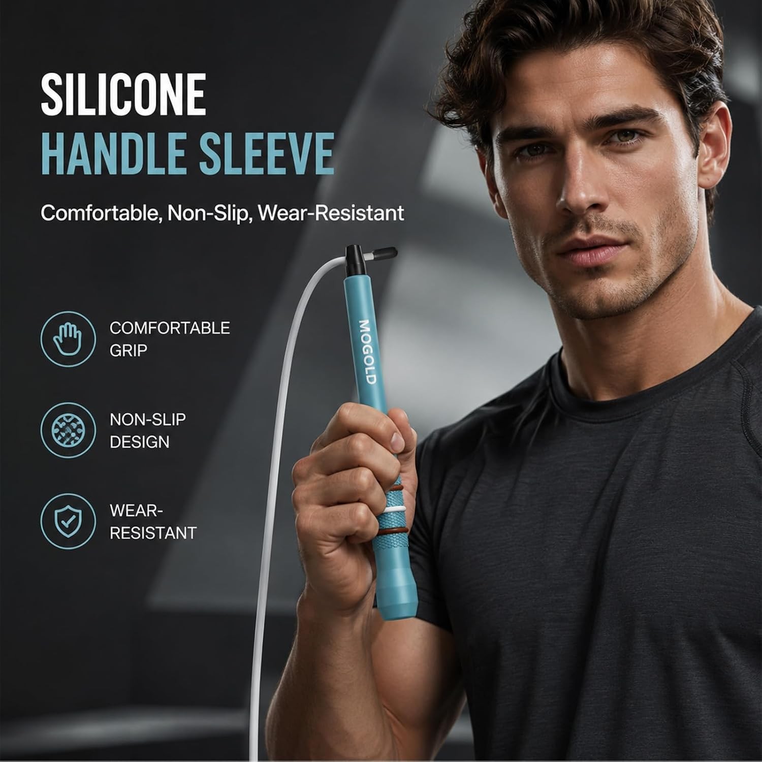 Speed Jump Rope, Turquoise Aluminum Alloy Handles with PVC Steel Wire, 17cm…