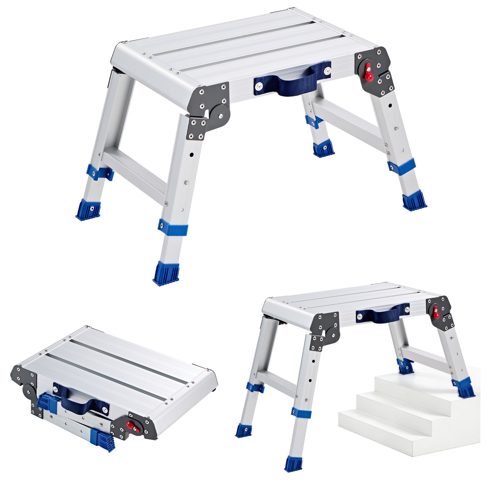 VEVOR Folding Work Platform Adjustable Height 12-16 in 500 lbs Step Stool