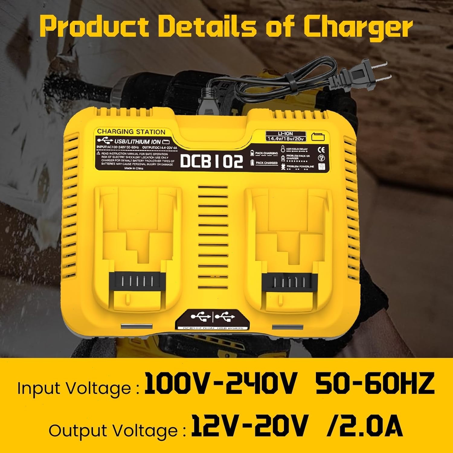 2Pack For DeWalt 20V 20 Volt Max XR 12.0AH Lithium Battery DCB206-2/Dual Charger