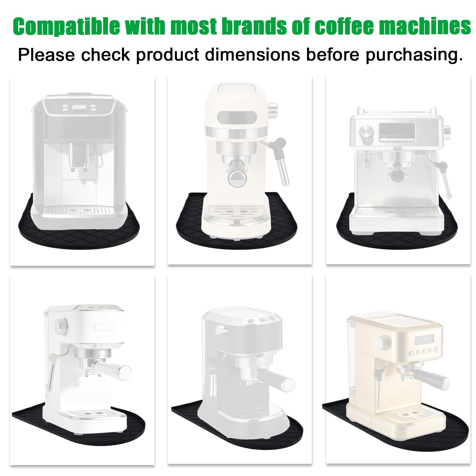 15.7×9.8in/40x25cm Silicone Coffee Mat for Countertop, Espresso Machine Dryin…