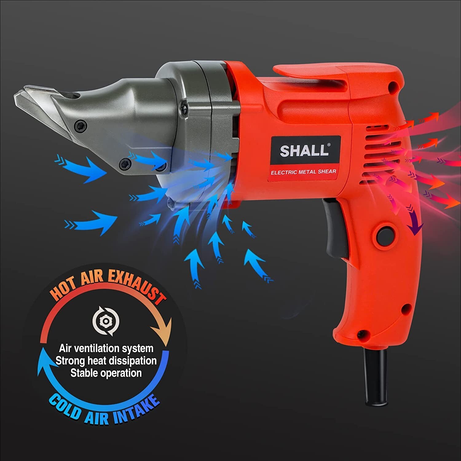 SHALL Electric Metal Shear,4.0-Amp Corded Sheet Metal Cutter,360 Swivel Head