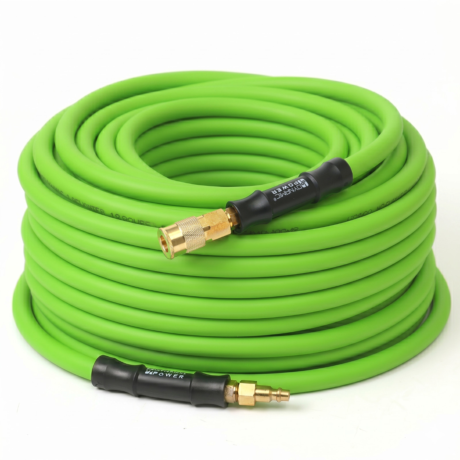 3/8″ x 100ft Rubber Air Hose 300 PSI PU Hose W/ 1/4″ Brass Fittings Plug coupler