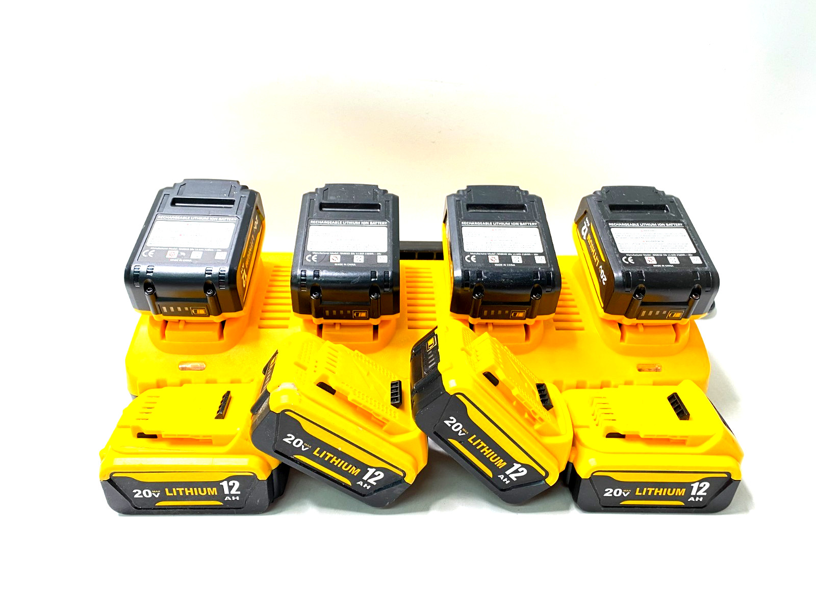 Lot of 8 FOR DEWALT 20V 12.0 AH Lithium-Ion Batteries W/ Quad Charger