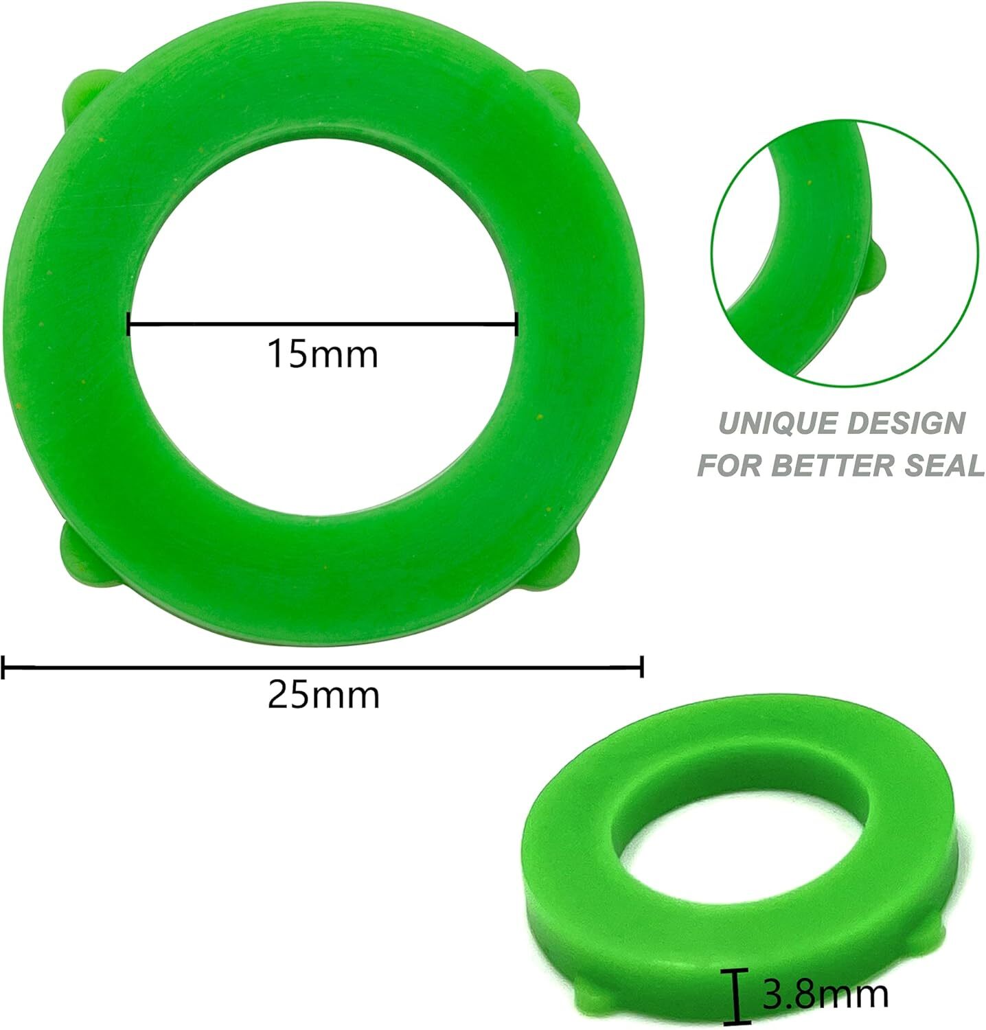Green Leak Preventing Silicone Washer Gasket for Standard 3/4″ Garden Hose Fitti