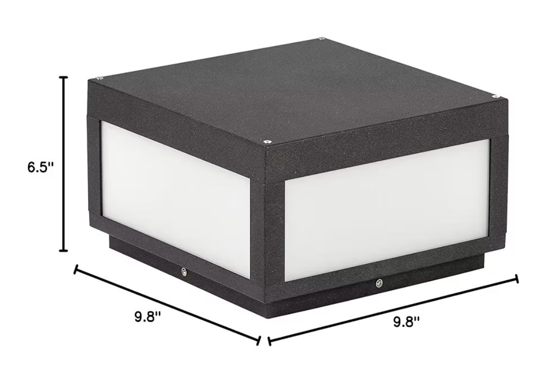Linkmoon C3048 LED Outdoor Post Light Warm White Matte Black IP65 9.8in