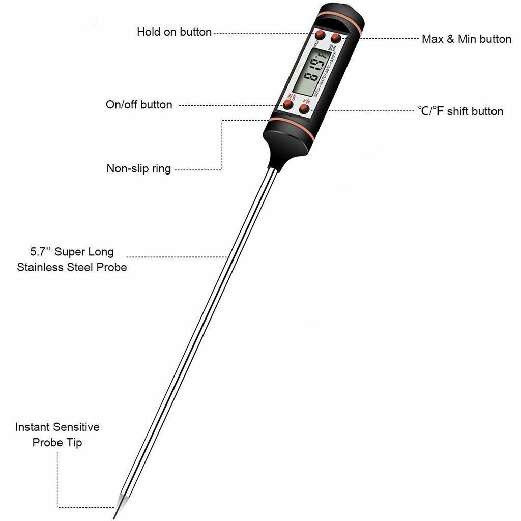 Instant Read Digital Meat Thermometer BBQ Grill Smoker For Kitchen Food Cooking