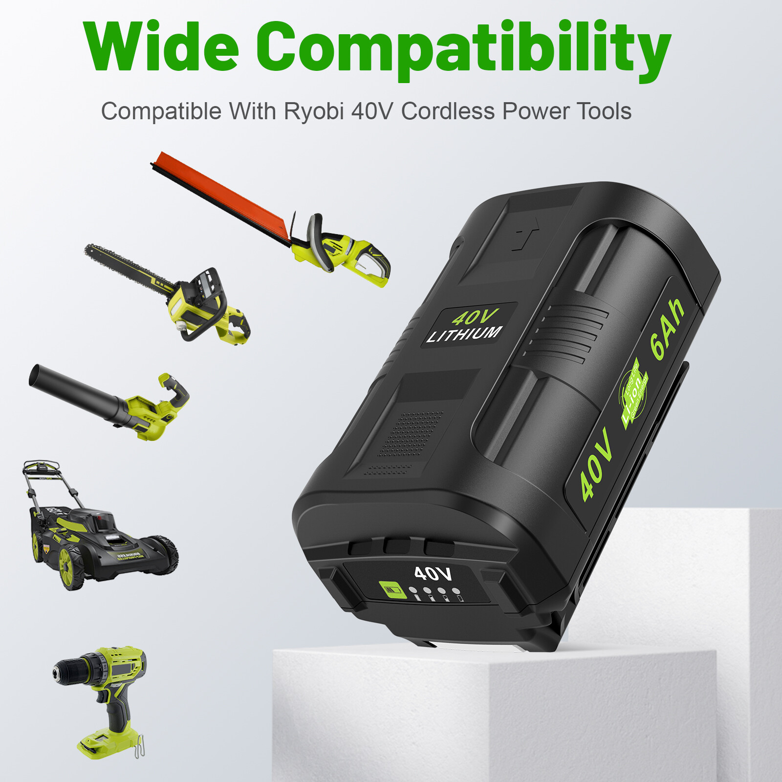40V 6.0Ah Battery for Ryobi 40 Volt Lithium OP4050 OP40602 OP40261 OP4060 OP4030