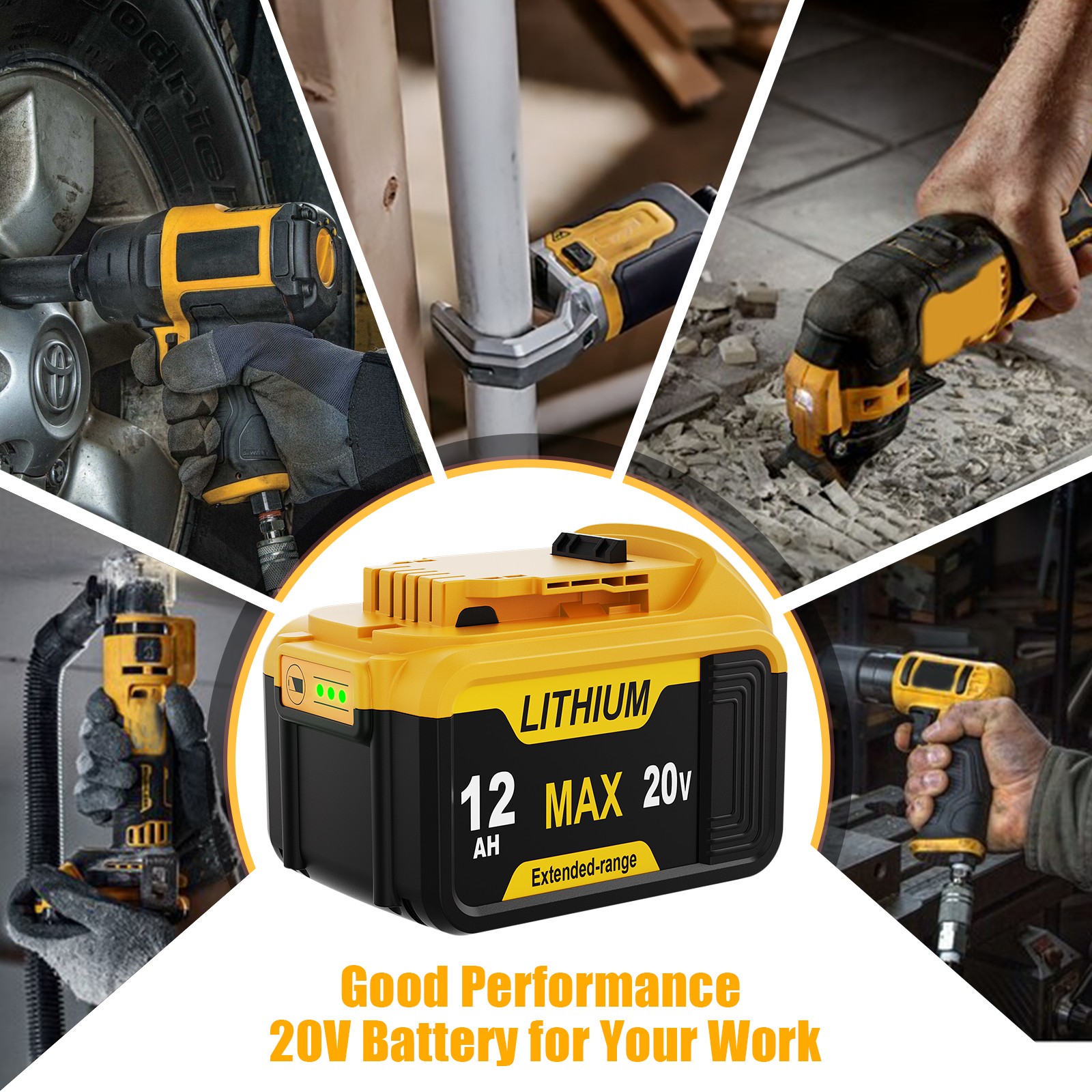 Pack For DeWalt 20V 20 Volt Max XR 5.0AH Lithium Ion Battery DCB206-2 DCB205-2