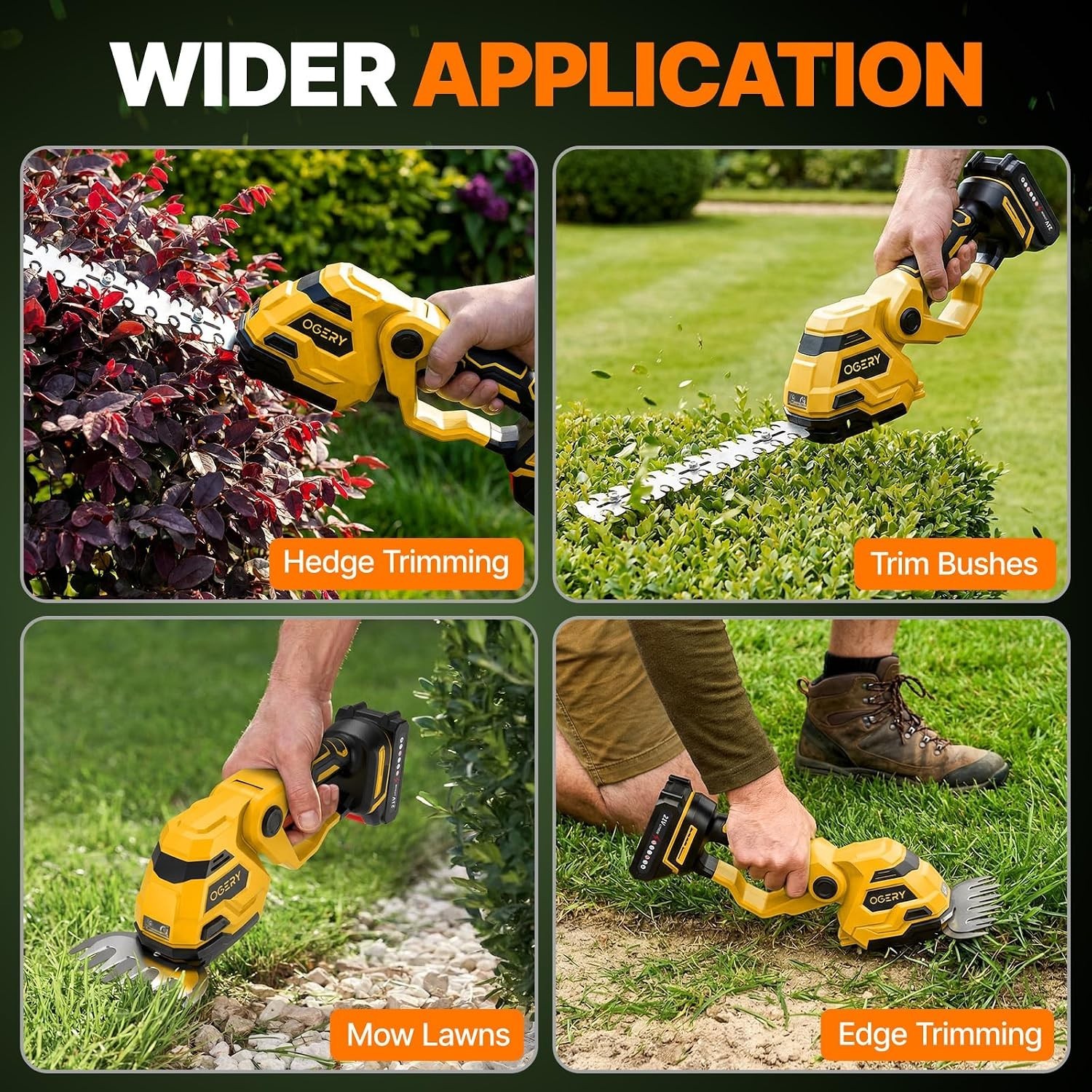 Dual Battery 21V Electric Hedge Trimmer & Grass Shears – Lightweight Design