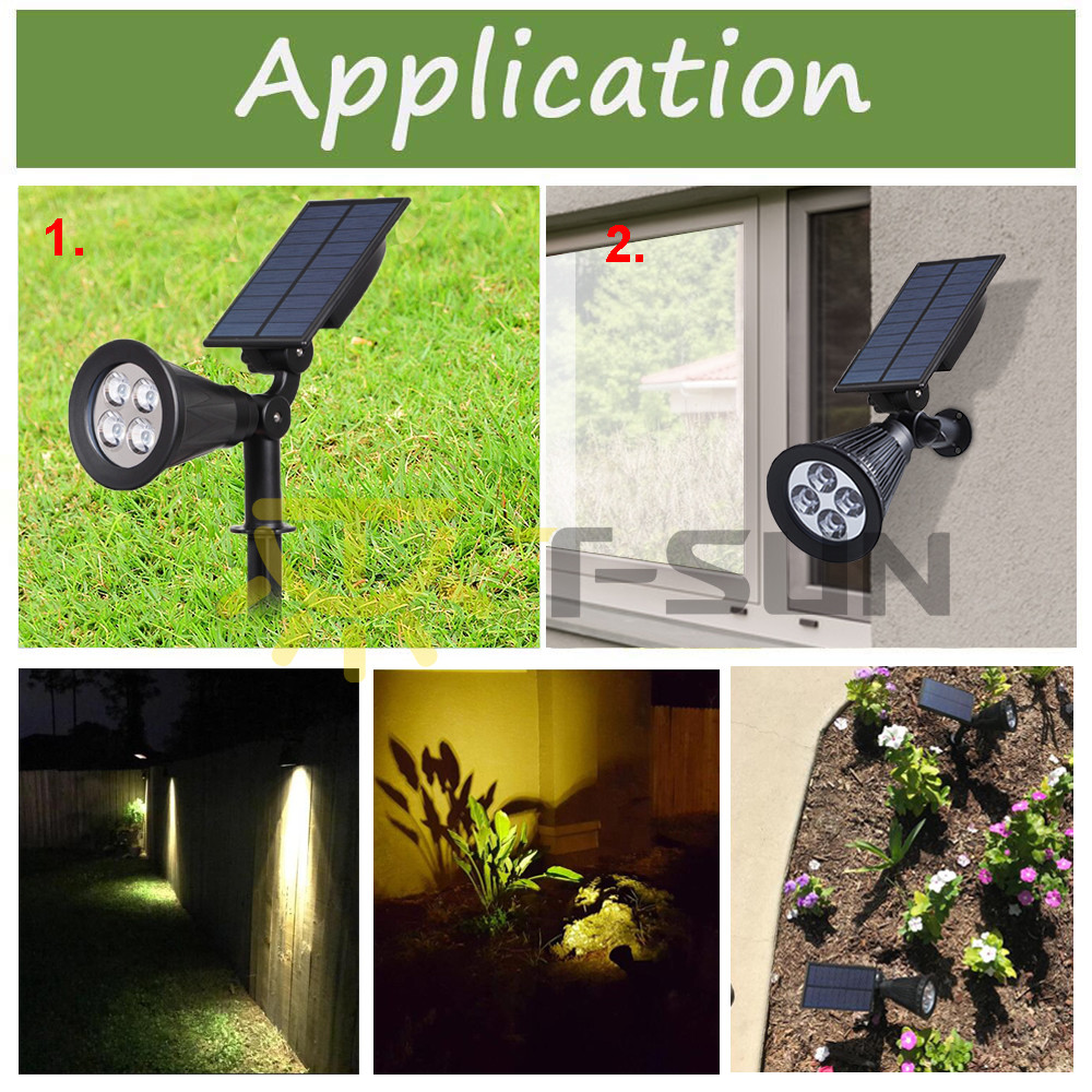 T-SUN 4Pks Solar LED Landscape Light Green Outdoor Garden Lamp Pathway Spotlight