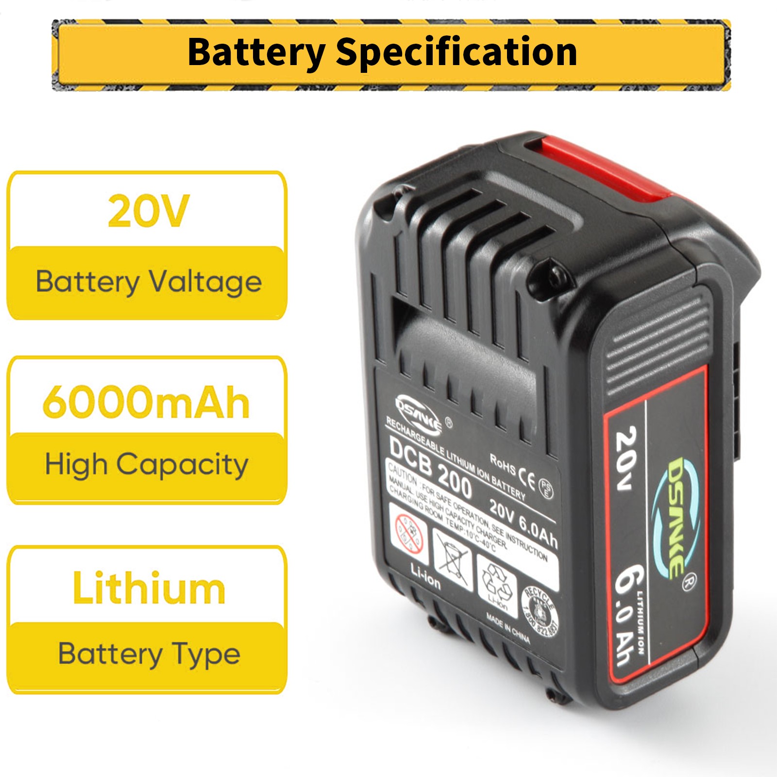 2Pack For DeWalt 20V 20 Volt Max 6.0AH Lithium Ion Battery DCB206 DCB205 DCB204