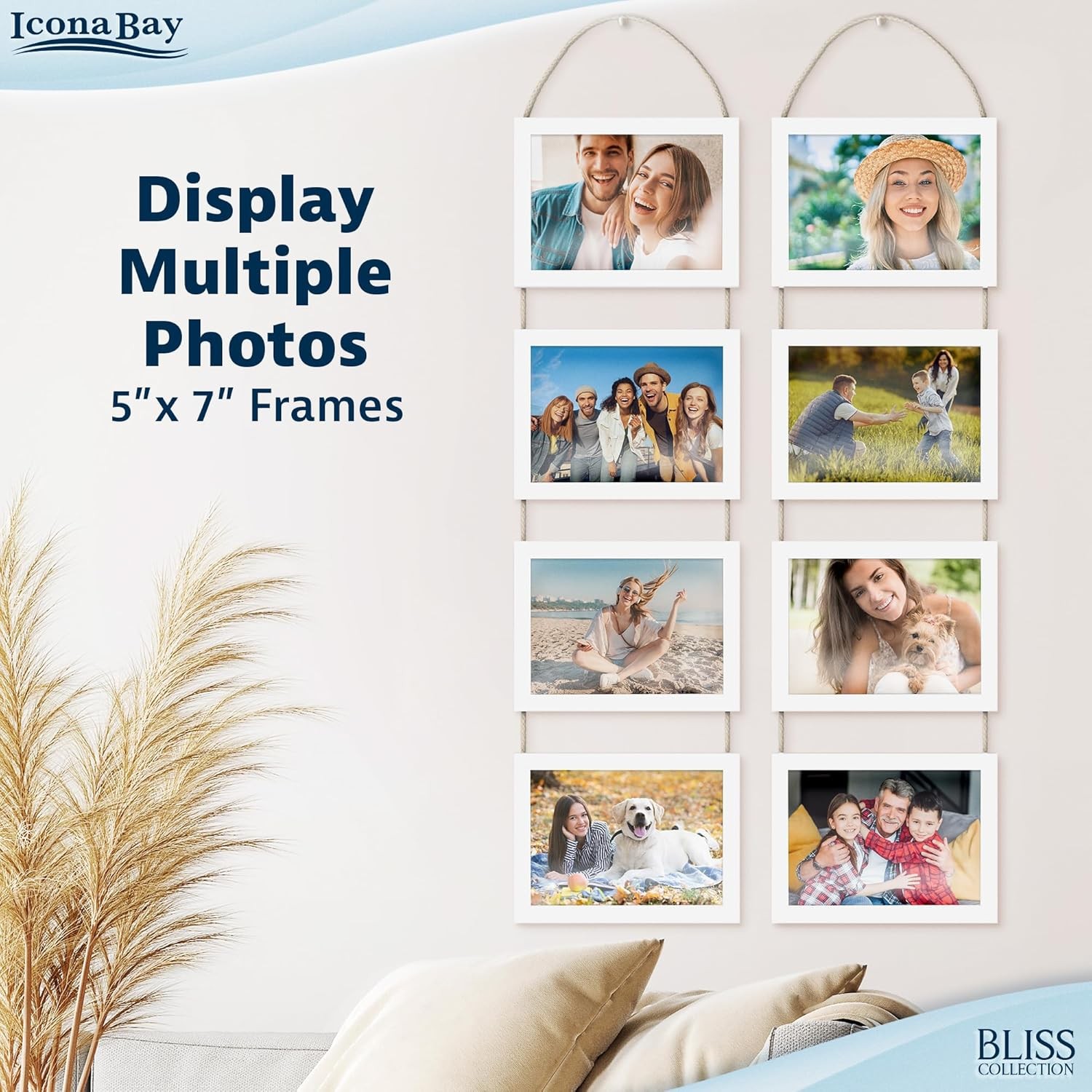 2-PK 5×7 Wall Hanging Collage Picture Frames w/ Total 8 Openings Engineered Wood